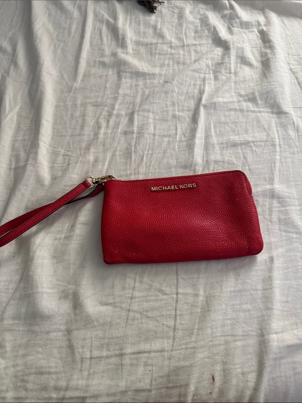 Michael Kors Red Pebbled Leather Wristlet Clutch